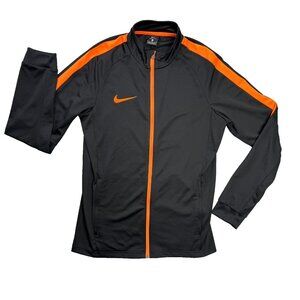 Nike Track Jacket Mens Medium M Dri Fit Black Orange Soccer Full Zip AA3018